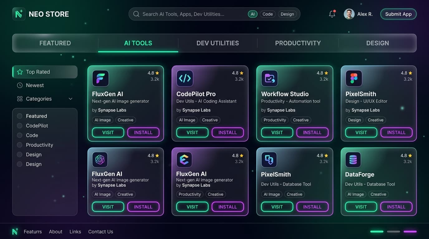 AppVault Curated Web Application Directory Dashboard